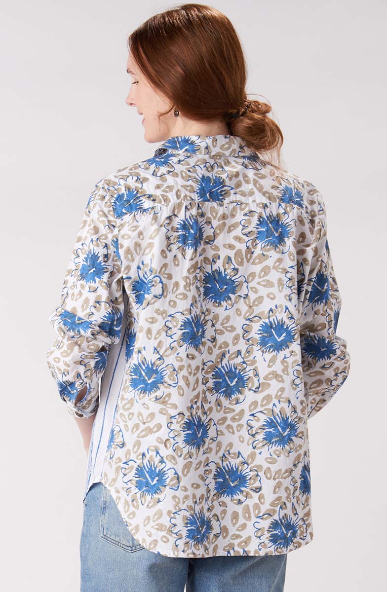 Jeevan Organic Shirt - White/Lapis