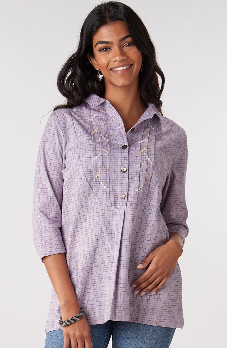 Bhavna 3/4-Sleeve Tunic - Lavender