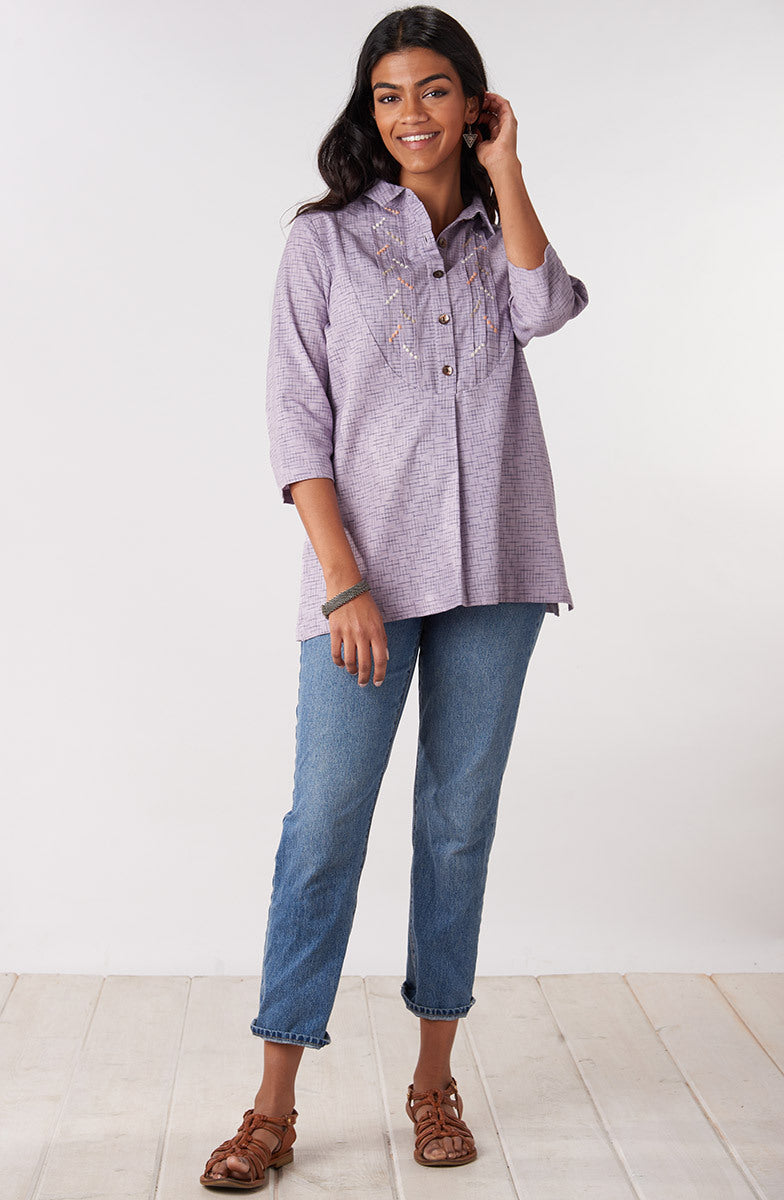 Bhavna 3/4-Sleeve Tunic - Lavender