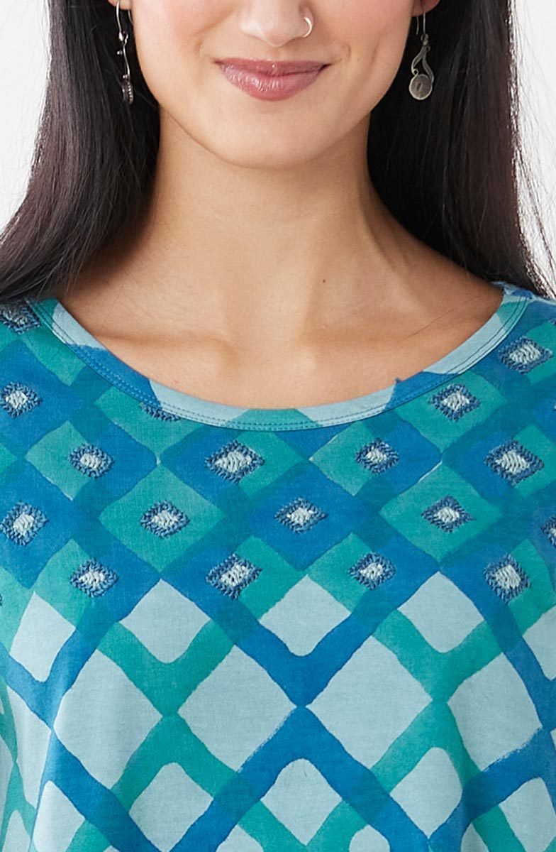 Daneen Cotton Jersey Handkerchief Hem Tunic - Algae