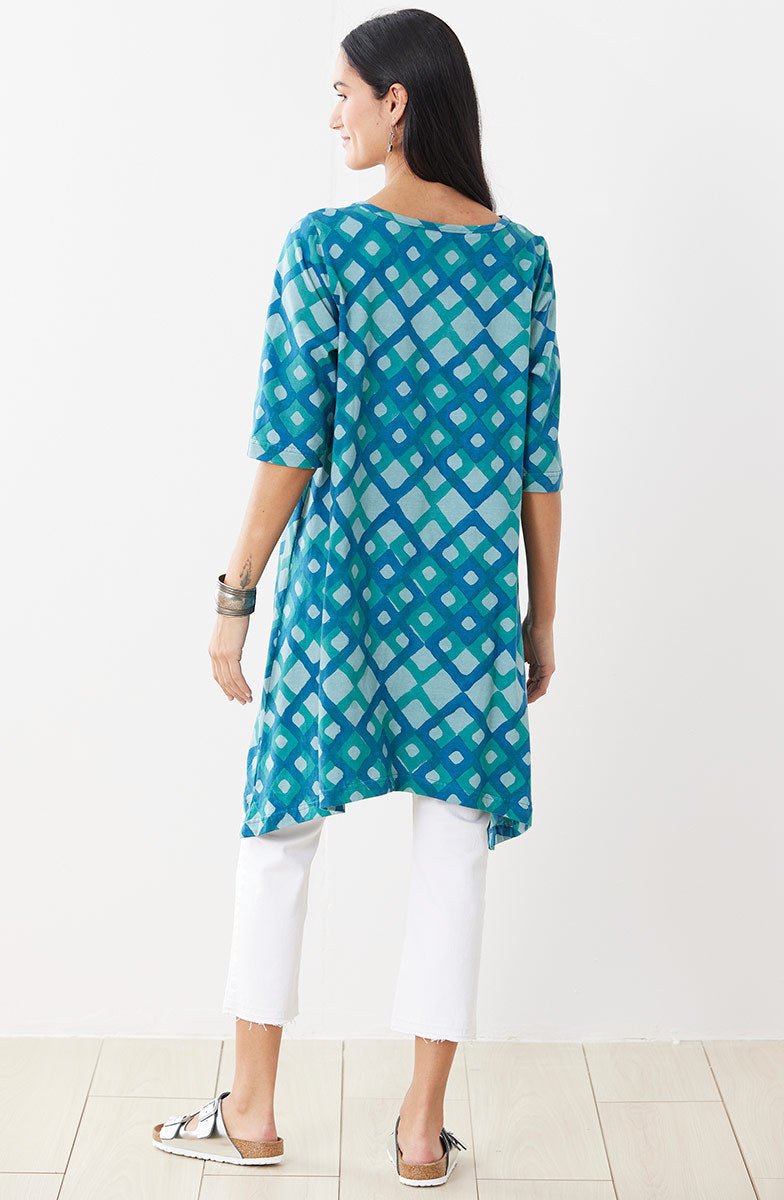 Daneen Cotton Jersey Handkerchief Hem Tunic - Algae