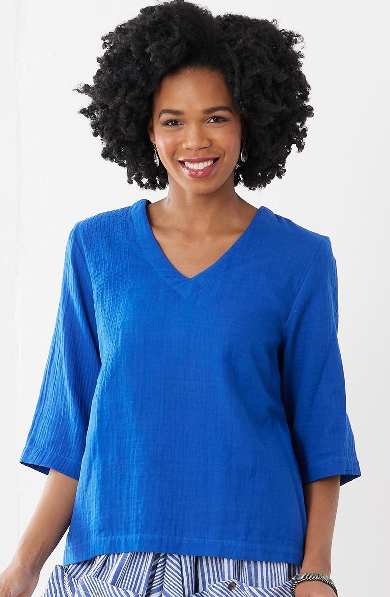 Kochi Double Gauze V-Neck Top