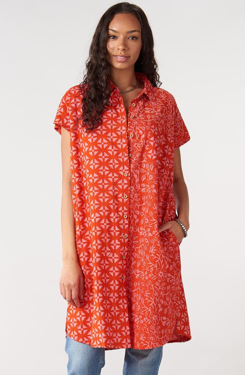 Adira Cap-Sleeve Tunic - Carrot