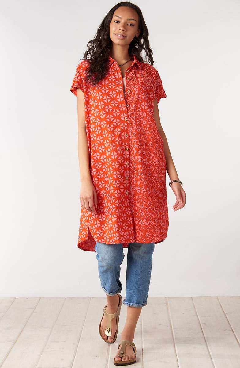 Adira Cap-Sleeve Tunic - Carrot