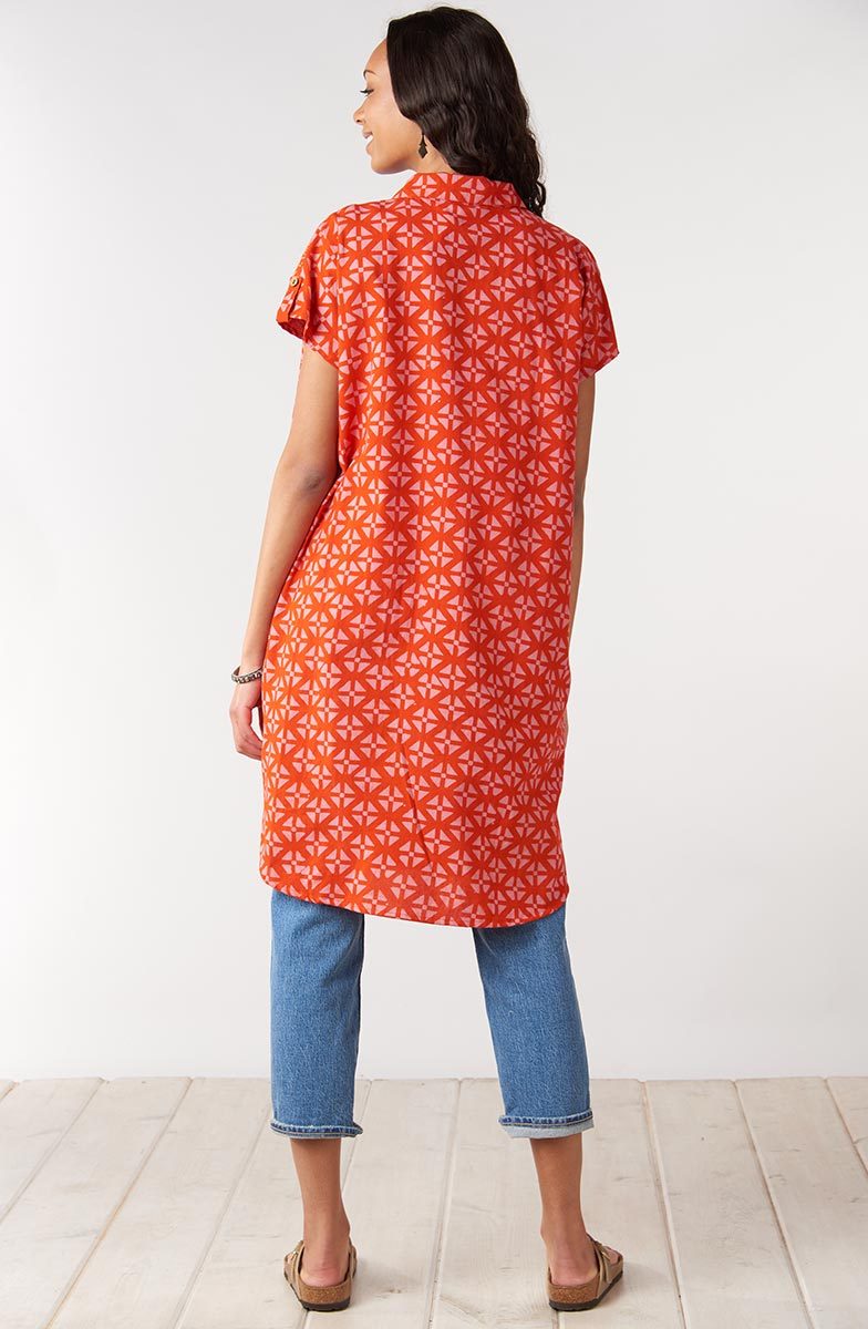 Adira Cap-Sleeve Tunic - Carrot