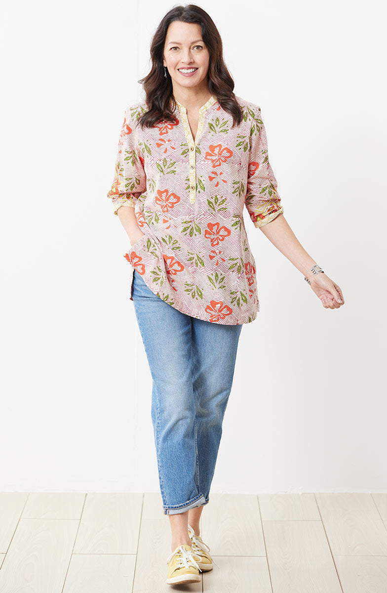 Kushali Organic Tunic - Strawberry/Multi