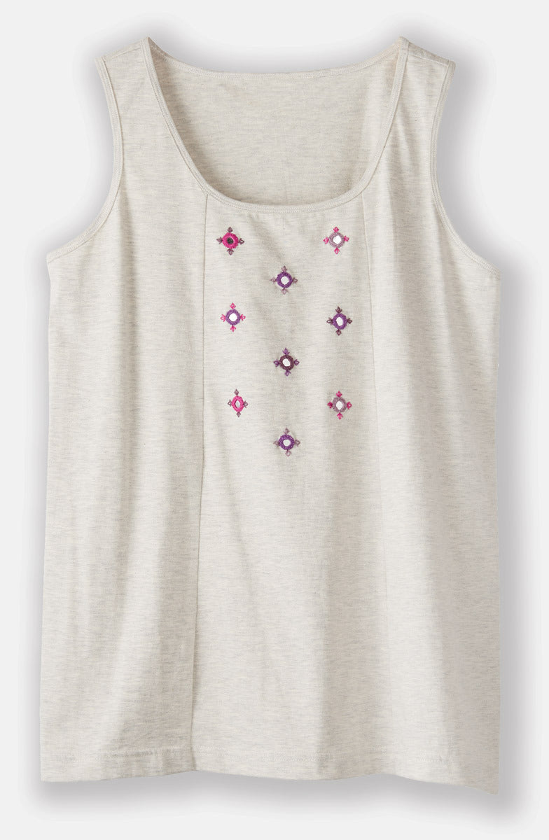 Kripa Cotton Jersey A-line Tank - Oatmeal