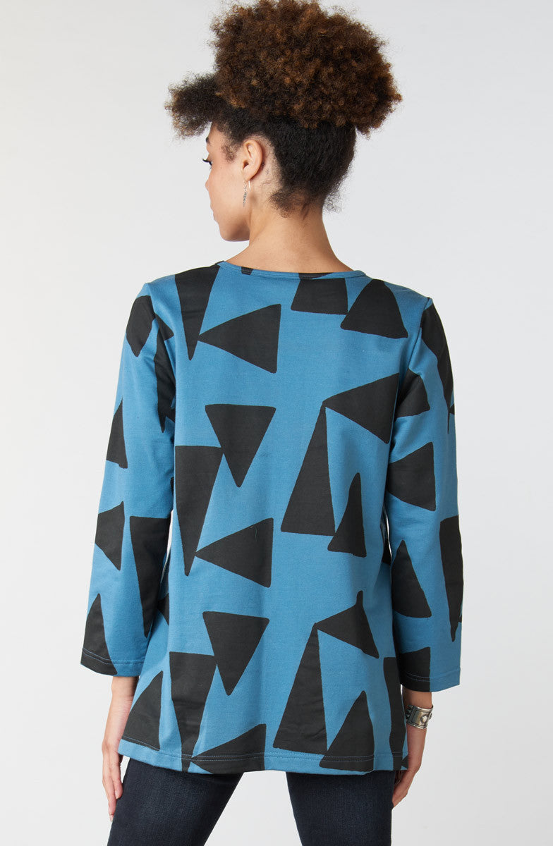 Trisya Organic Cotton French Terry Long-Sleeve Tee - Winter sky