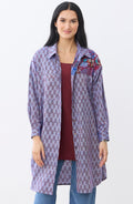 Long Savani Button-Down Shirt - Light periwinkle/Multi