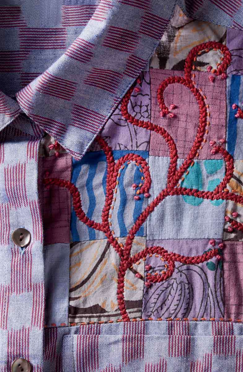 Long Savani Button-Down Shirt - Light periwinkle/Multi