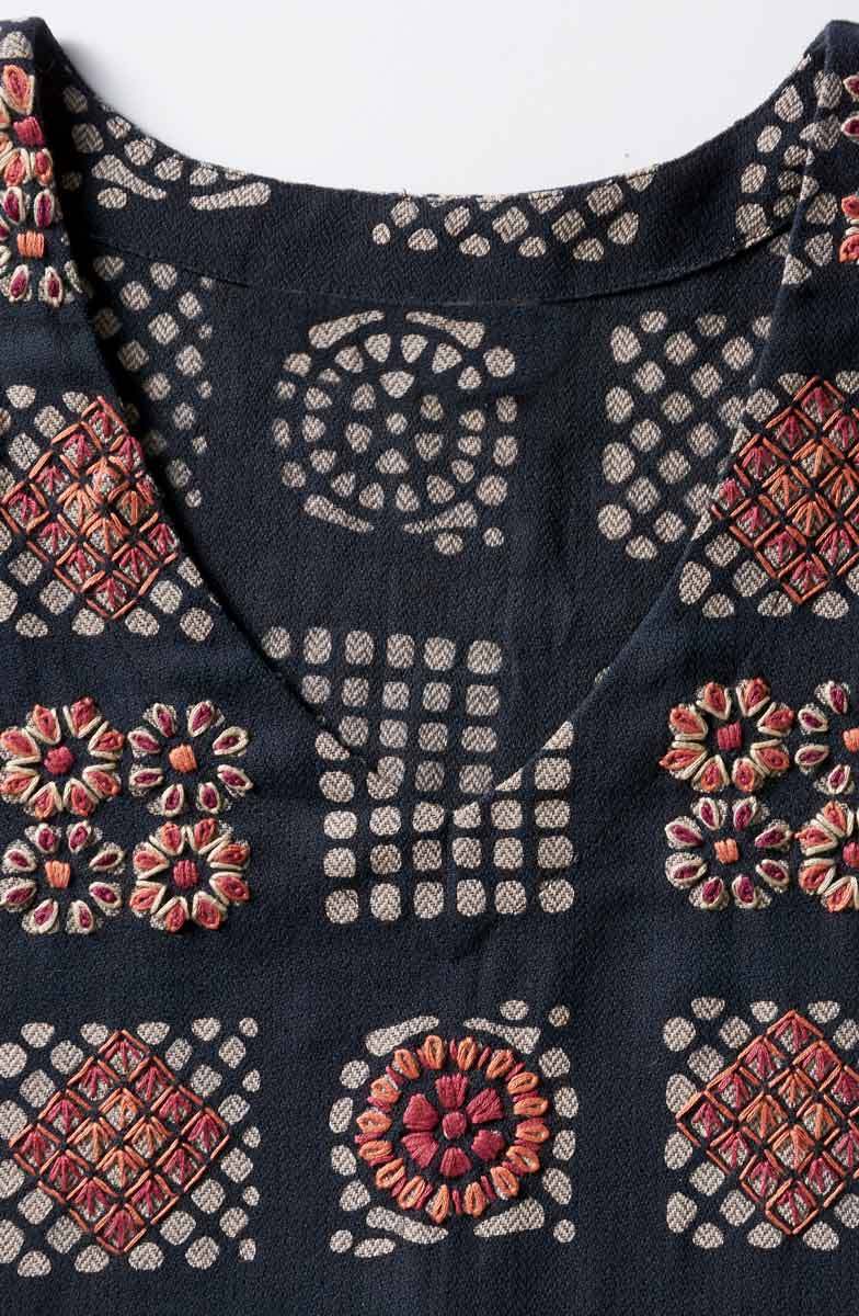 Amala 3/4-Sleeve A-Line Tunic - Black