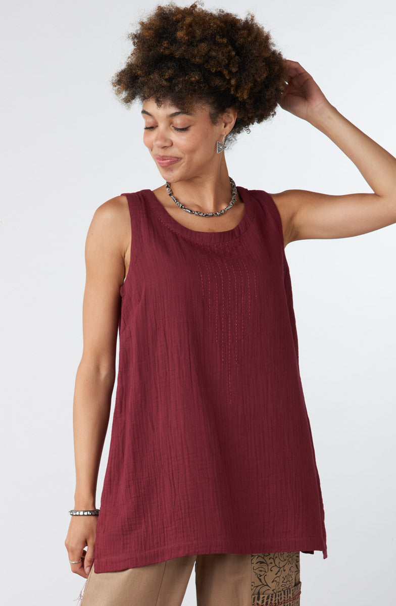 Sanju Double Gauze Long Tank