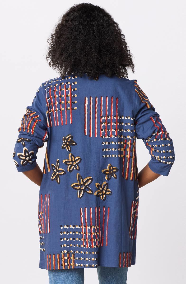 Anarya Roll-Sleeve Shirt Jacket - Cornflower/Multi