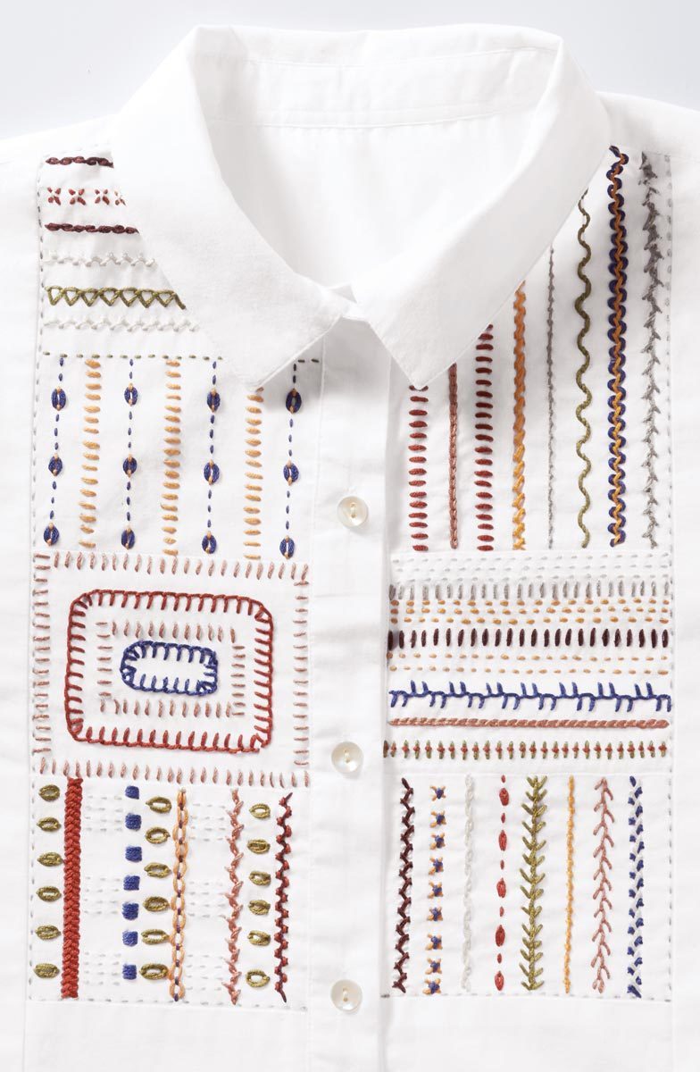 Yasira Organic Cotton Embroidered Long Shirt - White