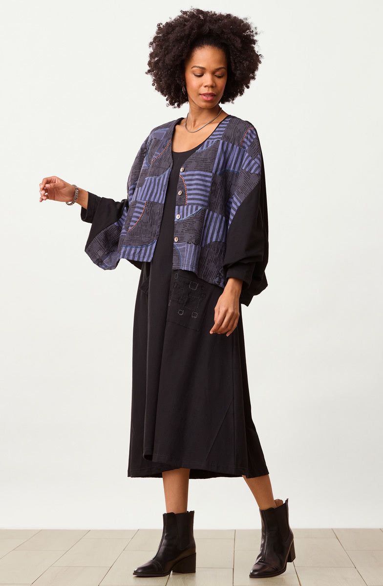 Zeenal Upcycled Patchwork Top - Black/Multi/Chindi