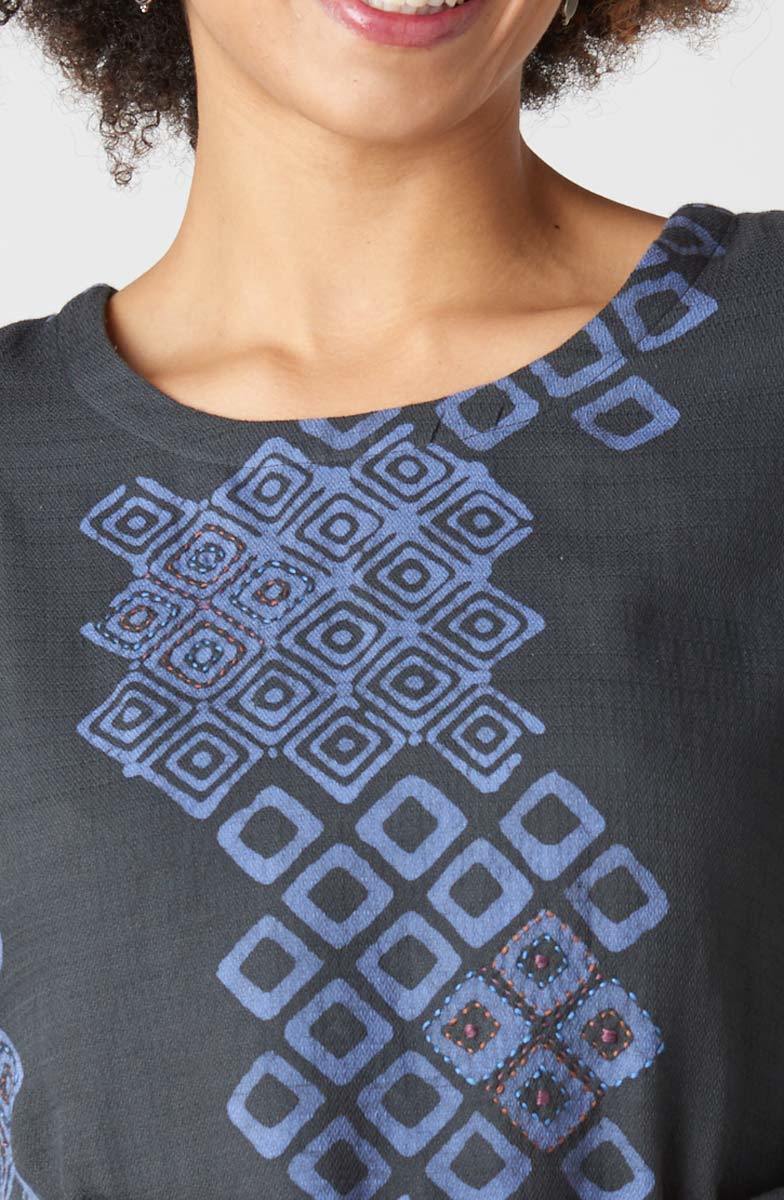 Rimsha Long-Sleeve Popover Swing Top - Fossil/Periwinkle