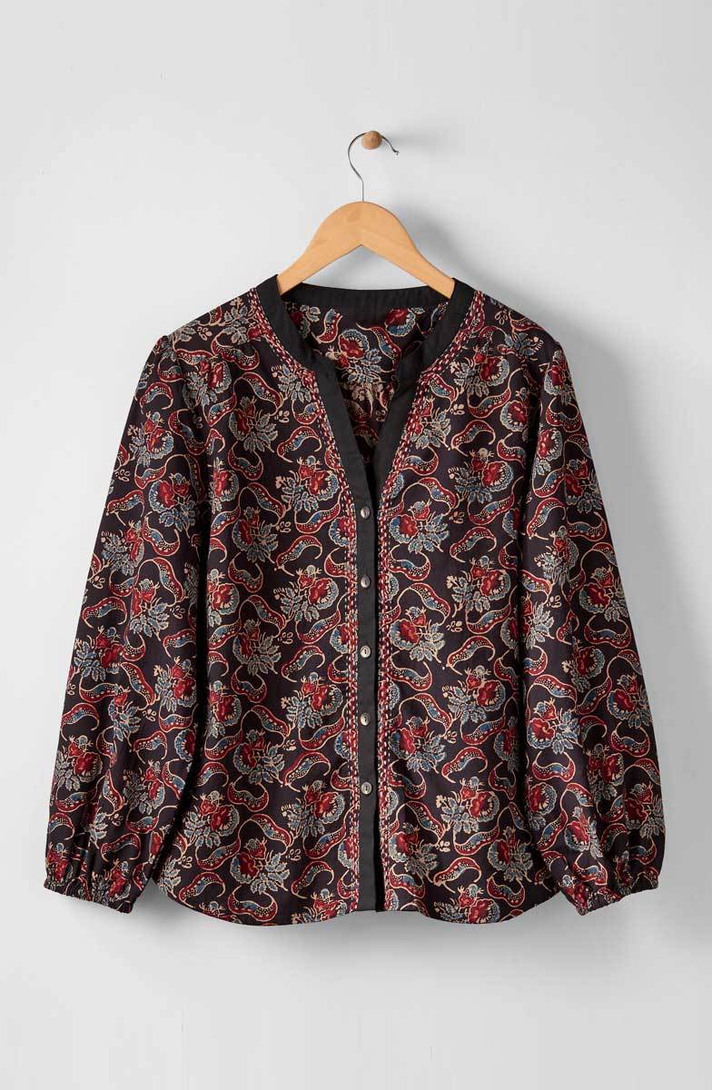 Shirali Button-Front Blouse - Black/Multi