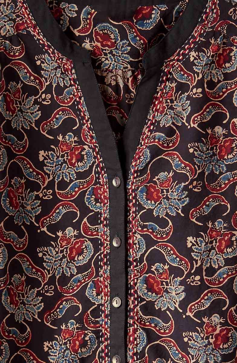 Shirali Button-Front Blouse - Black/Multi