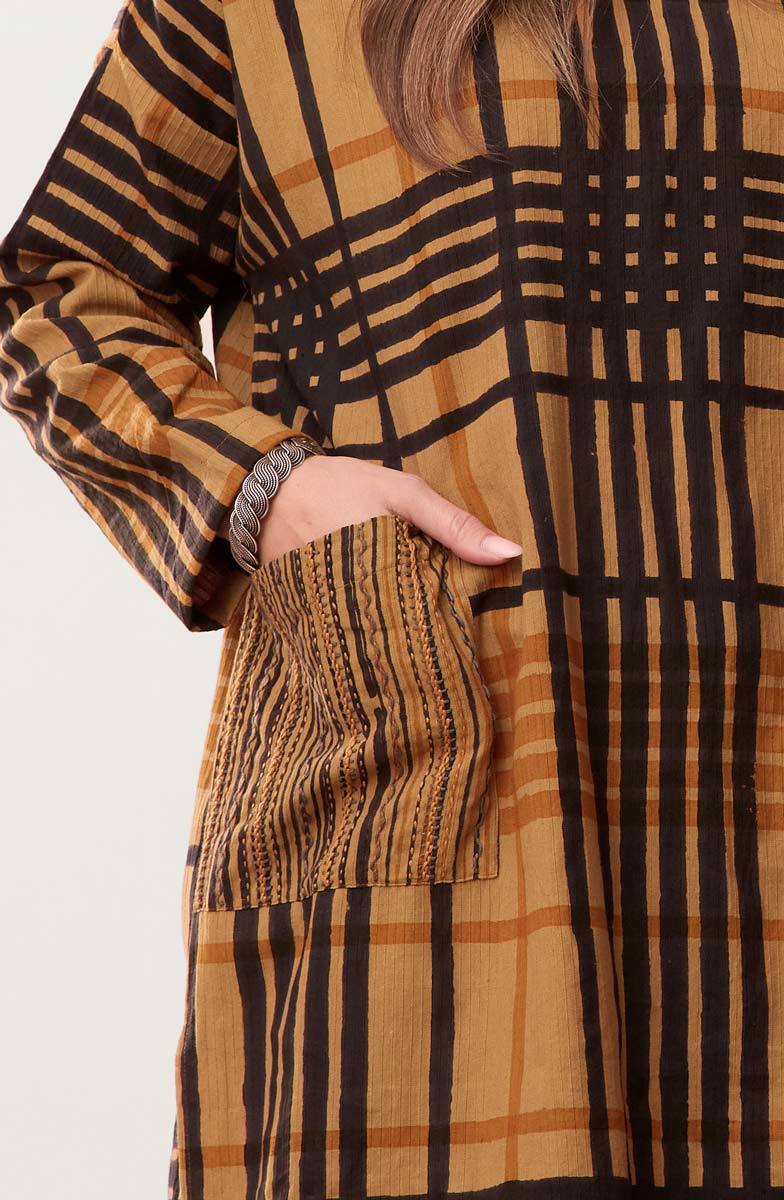 Bhadra Textured Cotton Side Slit Tunic - Golden apple