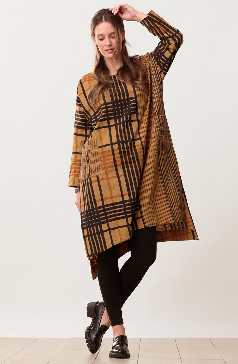 Bhadra Textured Cotton Side Slit Tunic - Golden apple