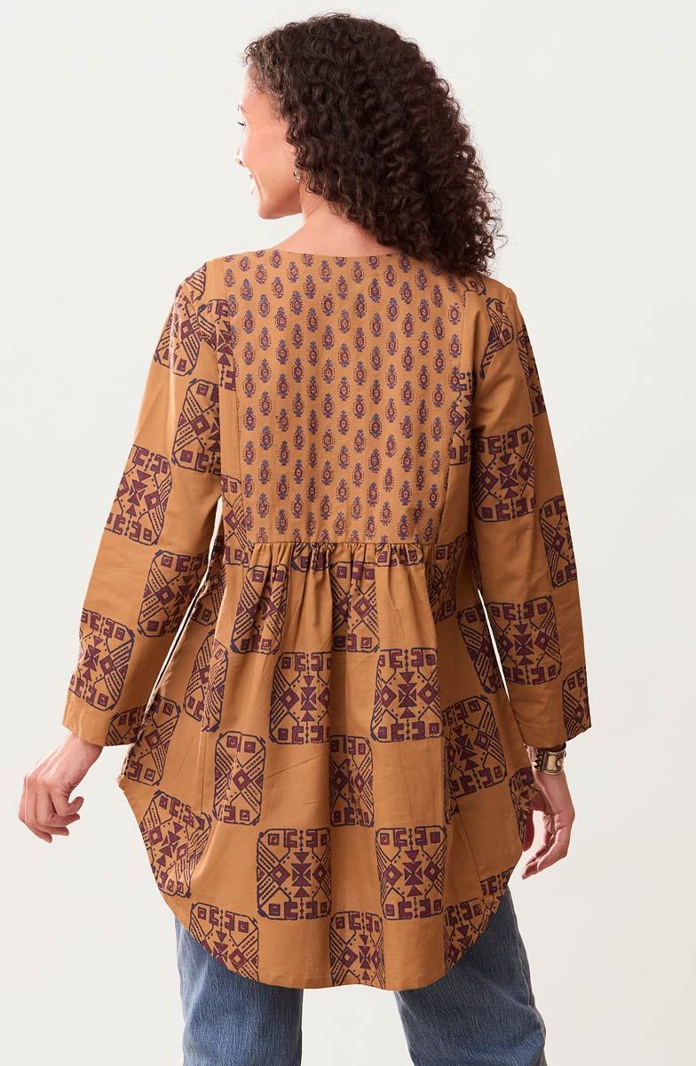 Vasanti Organic Mixed Print Tunic - Maple/Multi