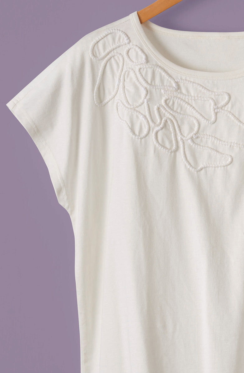 Akila Couched Knit Cap Sleeve Boxy Tee