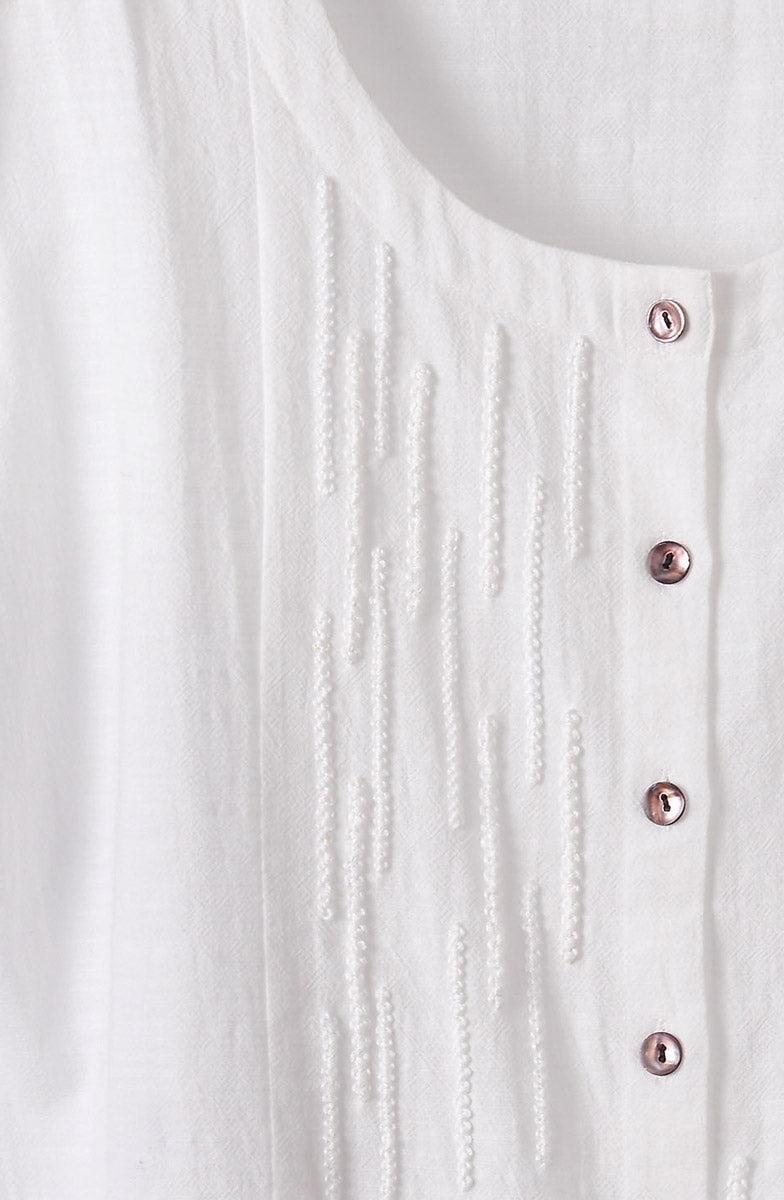 Rishi Cap Sleeve Boxy Top - Soft white