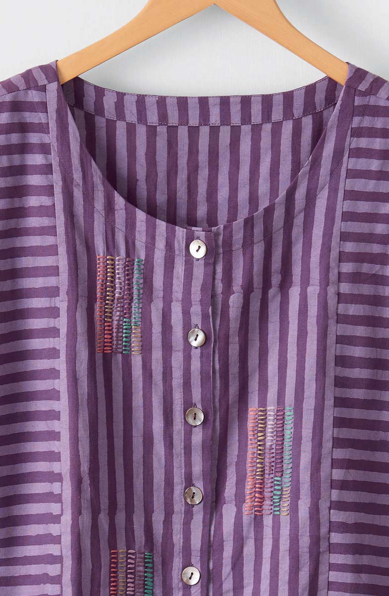 Rishi Cap Sleeve Boxy Top - Heirloom purple/Multi