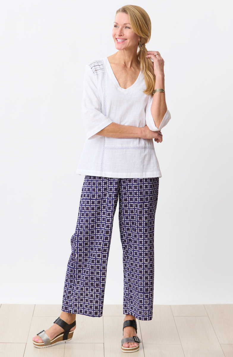 Kochi Slub Cotton V-Neck Top