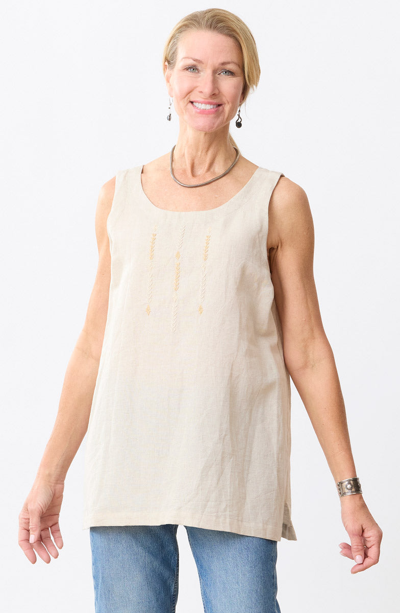 Sanju Linen Cotton Tunic Tank - Flax